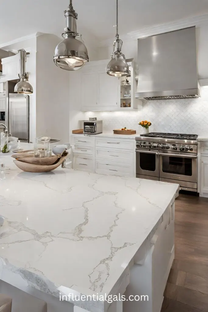 crystal white quartz countertop