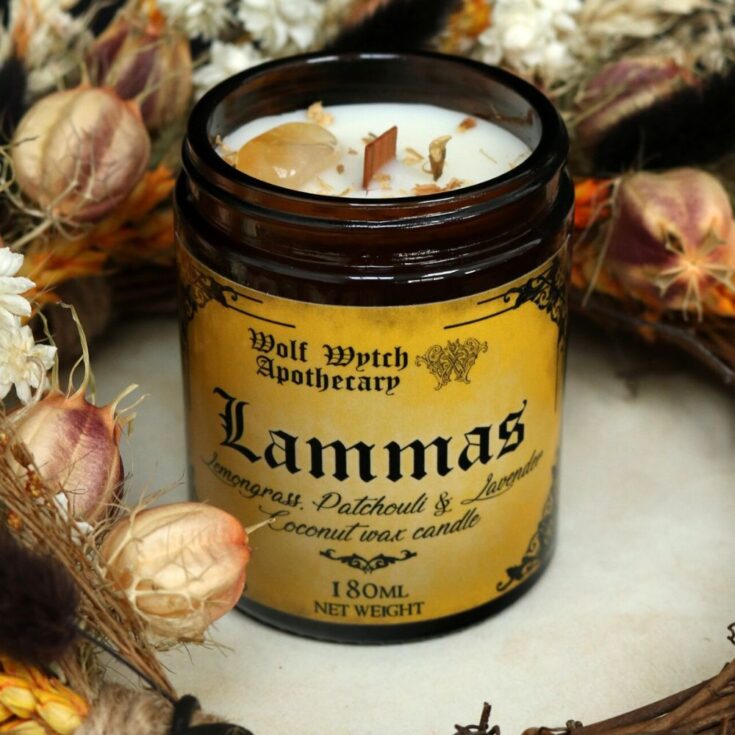 Lammas Ritual Candle with Citrine & Herbs