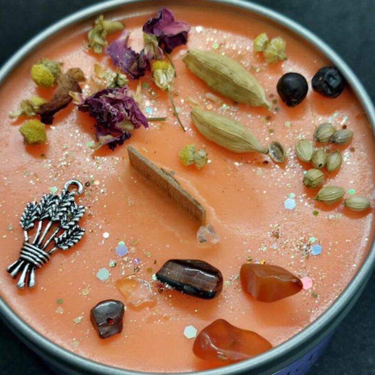 Lammas Crystal Candle with Cardamom & Mimosa
